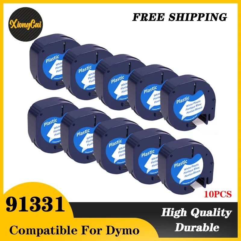 10PCS 91331 LT Label Tape 12mm*4m Compatible For Dymo Letratag Plastic 91200 91331 91201 12267 18769 18771 For LT-100H LT-100T