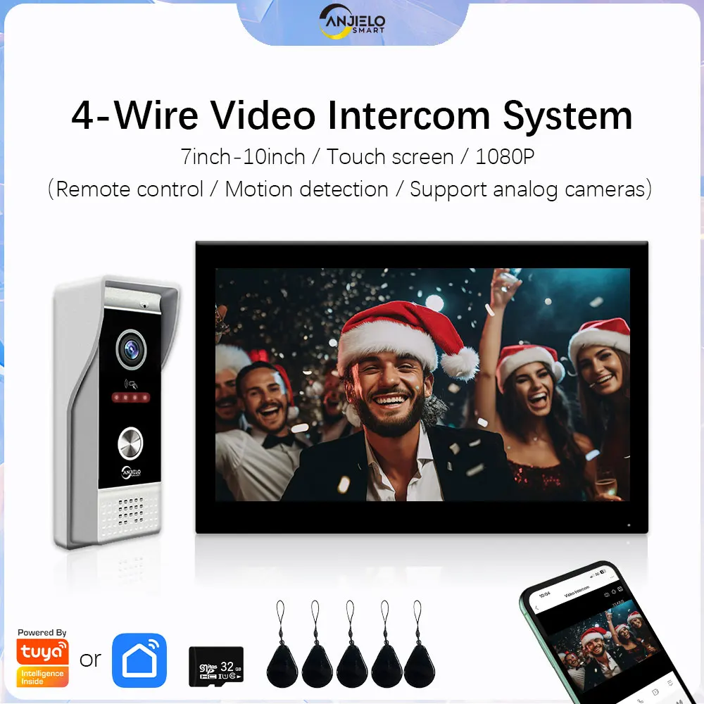 TUYA 1080P 7/10 Inch WiFi Video Intercom Smart Home APP Wireless Video Door Phone RFID Access Control System for Villa Apartment