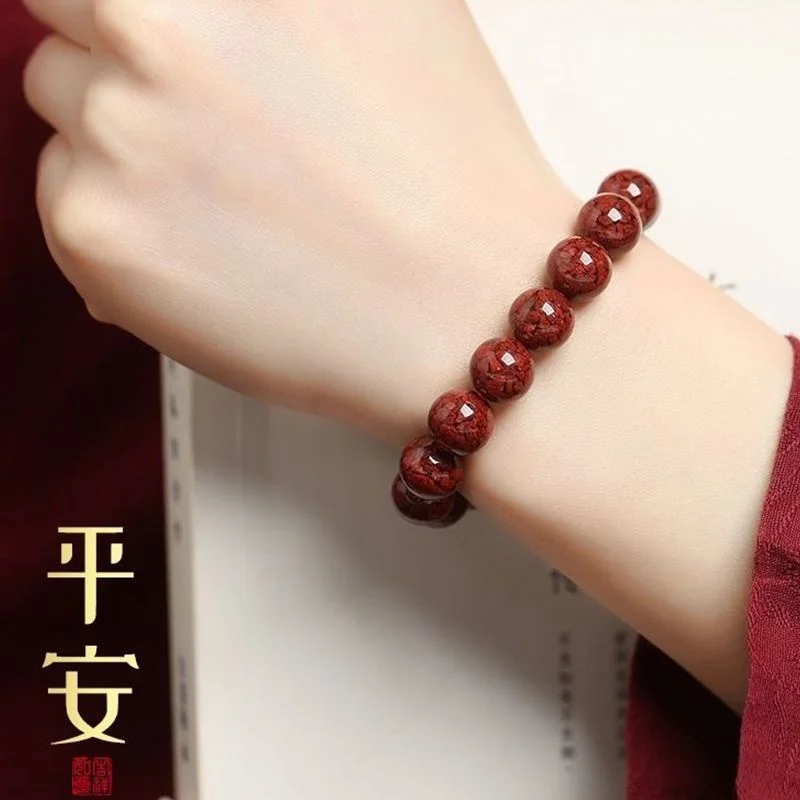 Crystal Sand Cinnabar Bracelet Natural Raw Crystal Sand Bracelet Men's Life Year Women's Cinnabar BraceletTai Sui  Amulet