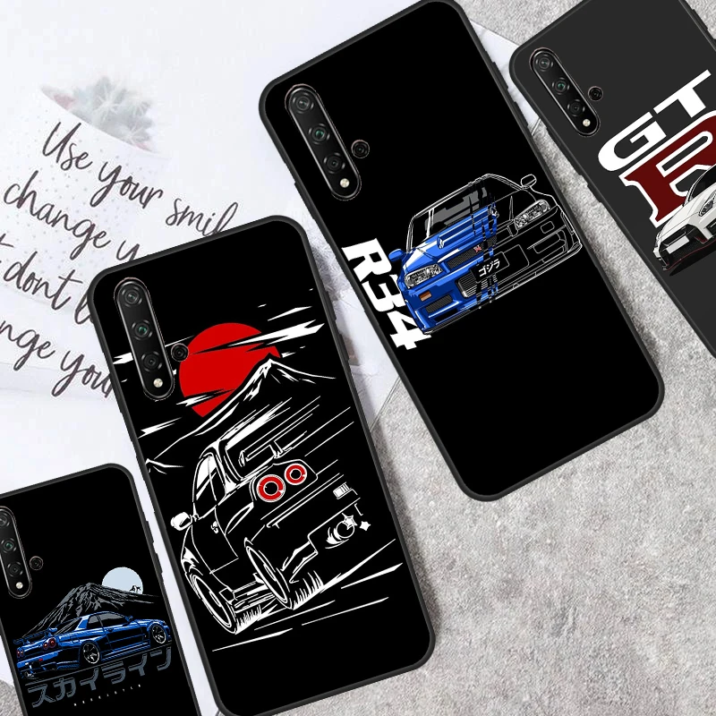 JRM Skyline GTR R34 Cover For Huawei Nova Y61 Y91 Y60 Y70 Y90 9 10 SE 11 Pro 5T 11i 8i 3i P20 P40 P30 Lite Case