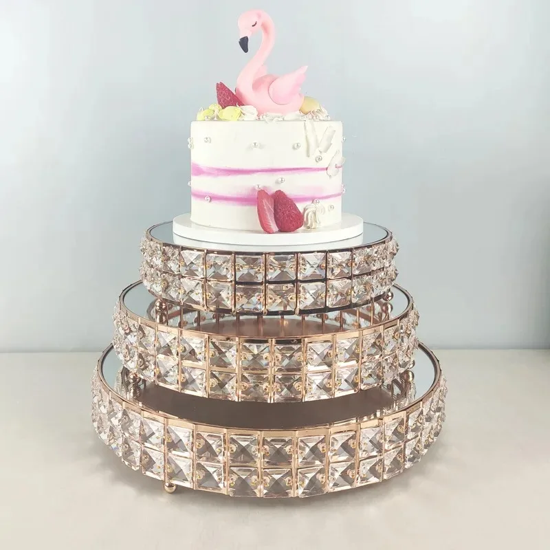 

European wrought iron cake rack metal tray gold-plated glass mirror decoration wedding birthday party dessert table