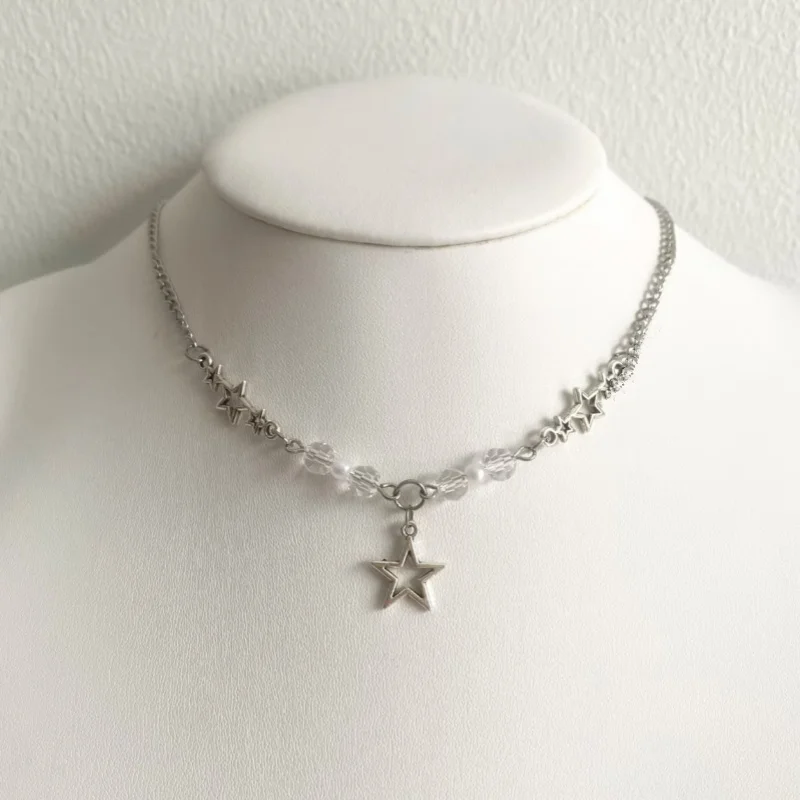 COLLAR COLGANTE de estrella Y2K, cuentas de dijes de joyería de calle, accesorios de cuentas, idea de regalo, hecho a mano