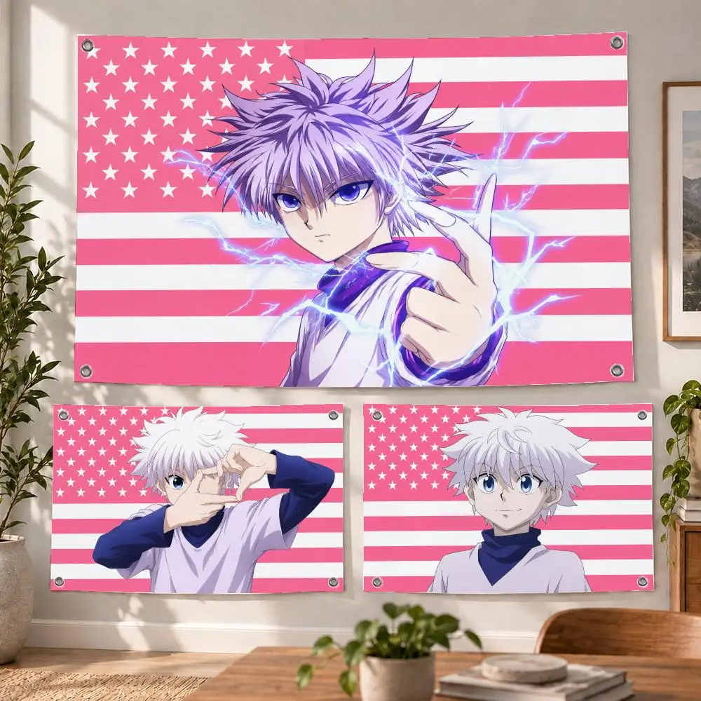 Anime HUNTER x HUNTER Killua Zoldyck Flags Decorative Flag Banner Indoor Bedroom Dorm Gaming Room Wall Party Club Decor Fan Gift