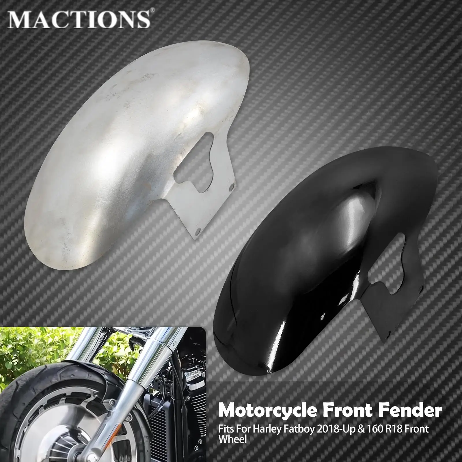 Przedni błotnik motocykla żelazny połysk czarny/niepomalowany błotnik pokrywa dla Harley Softail Fatboy FLFB 2018-23 dla 160 R18 przednie koło