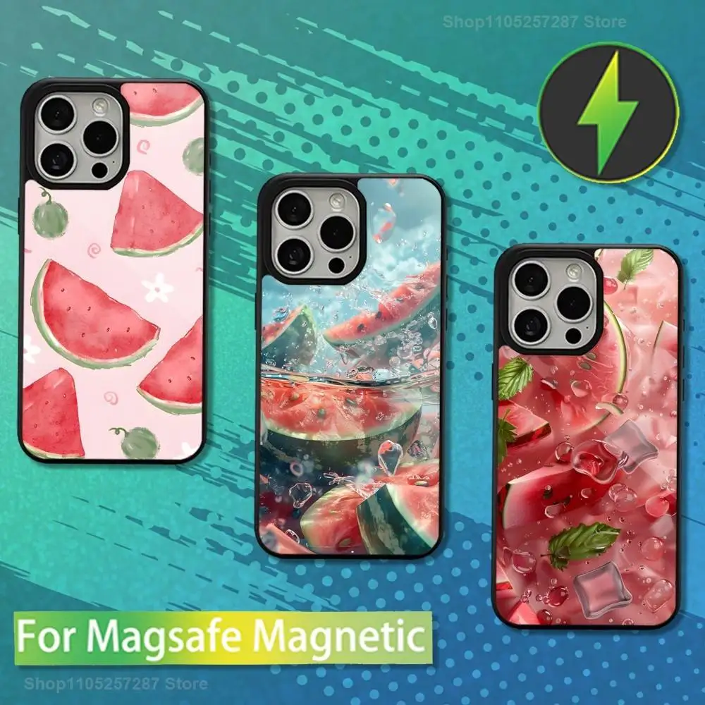 

Pink Cartoon Watermelo For iPhone 15,Mini,13,Max,11,16,17,14,Plus,12,Pro,For Magsafe,Magnetic Wireless Charging Case