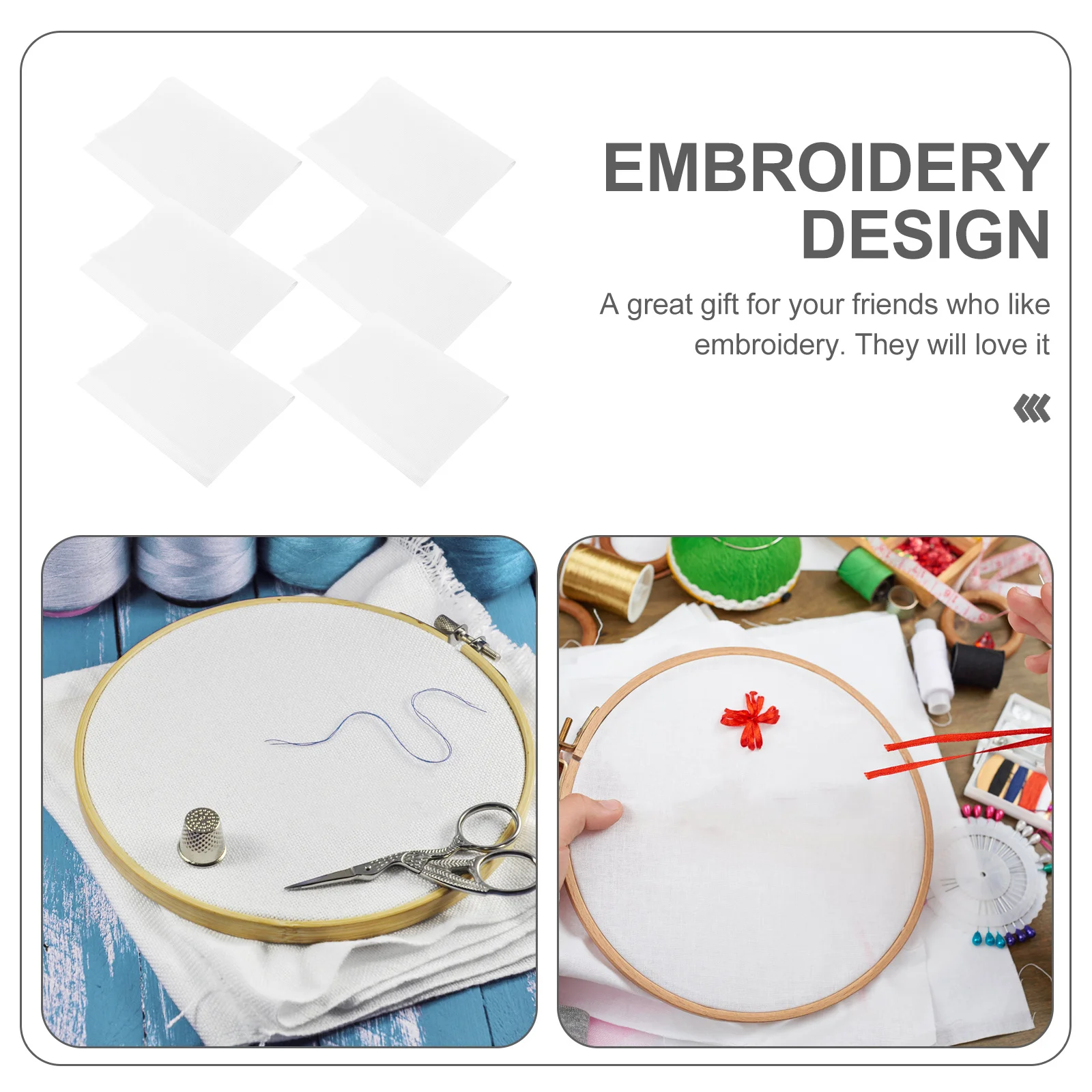 

6Pcs Cotton Cross Stitch Embroidery Cloth Lightweight DIY Sewing Fabric for Needlework Craft Supplies Handmade Embroidery Cloths