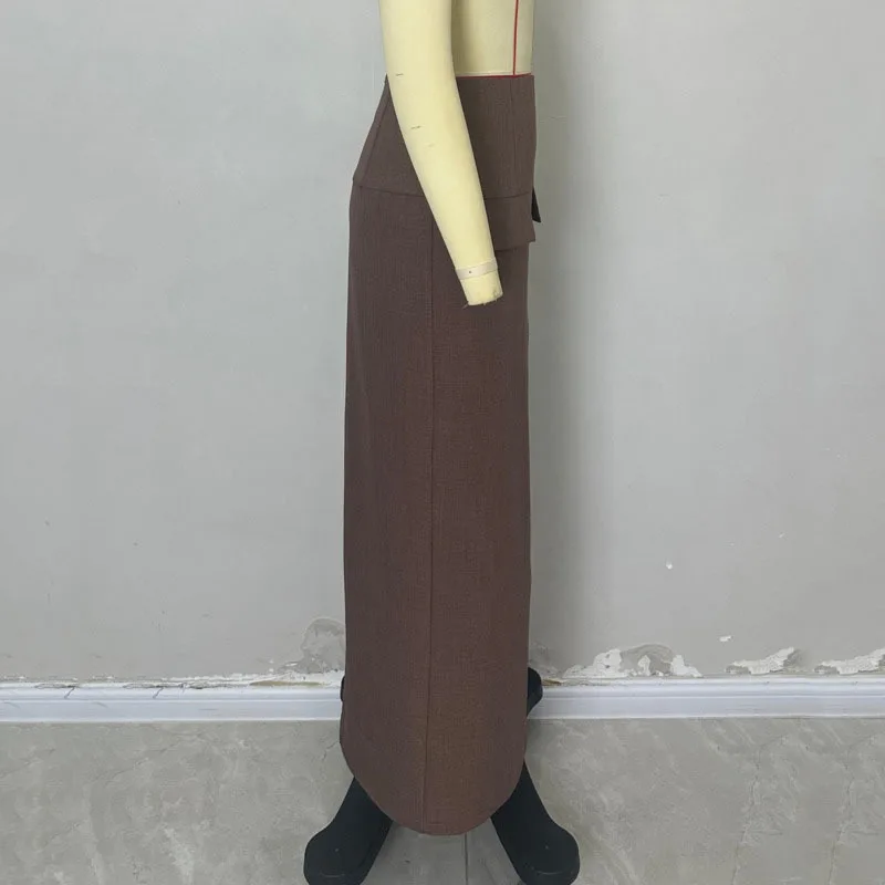 Spódnica damska HKSH na wiosnę i jesień, jednolita, z rozcięciem z boku, dopasowana, z wysokim stanem, elegancka, modna, do biura, formalna, model HK14481