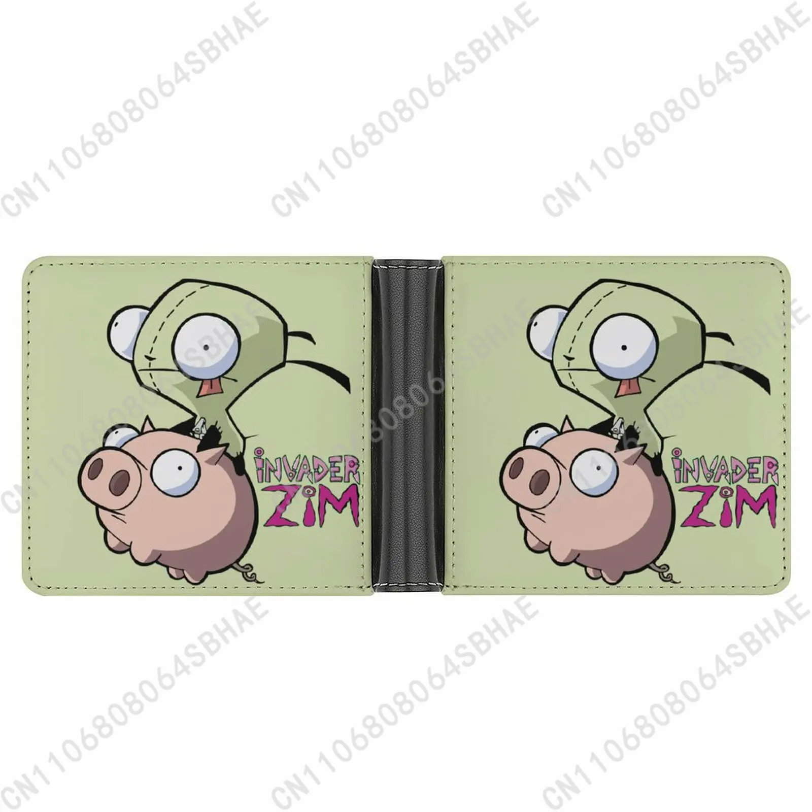 

Zim Invader Trendy Leather Wallet Teenage Girls Boys Personalized Slim Credit Card Holder Small Purse School Daily Use
