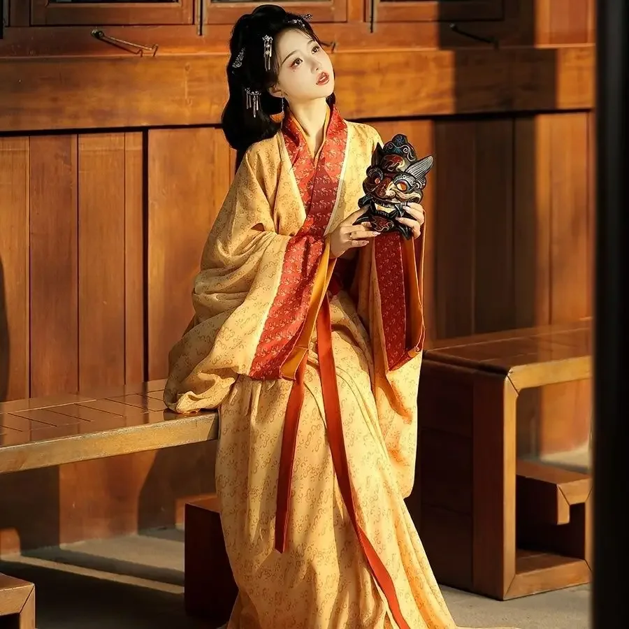 

Traditional Hanfu Ancient Chinese Costume for Historical Cosplay Vibrant Orange Warring States Zhiju Robe 2025