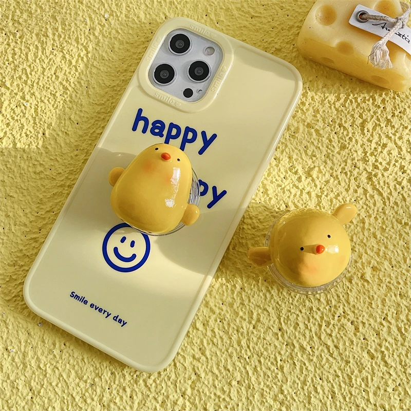 

Lovely New Hot-selling Universal Cute Cartoon Mobile Phone Finger Ring Holder Handle Yellow Chick Bracket Accessories For iPhone