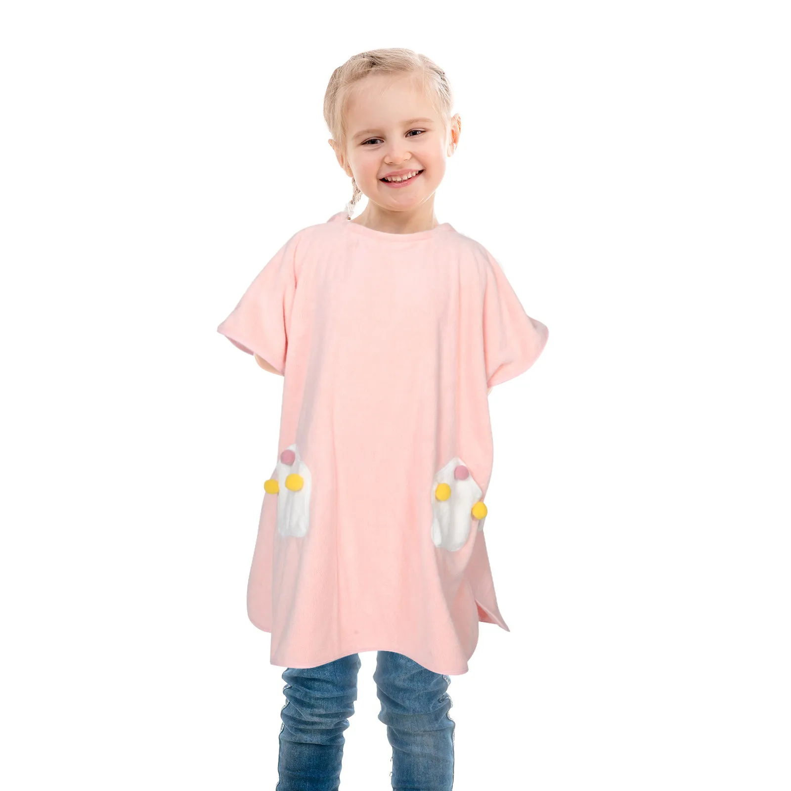 Toddler Hooded Bathrobe for Kids Quick Dry Super Absorbent Soft Cartoon Design Bath Time Beach Swim Comfortable Warm