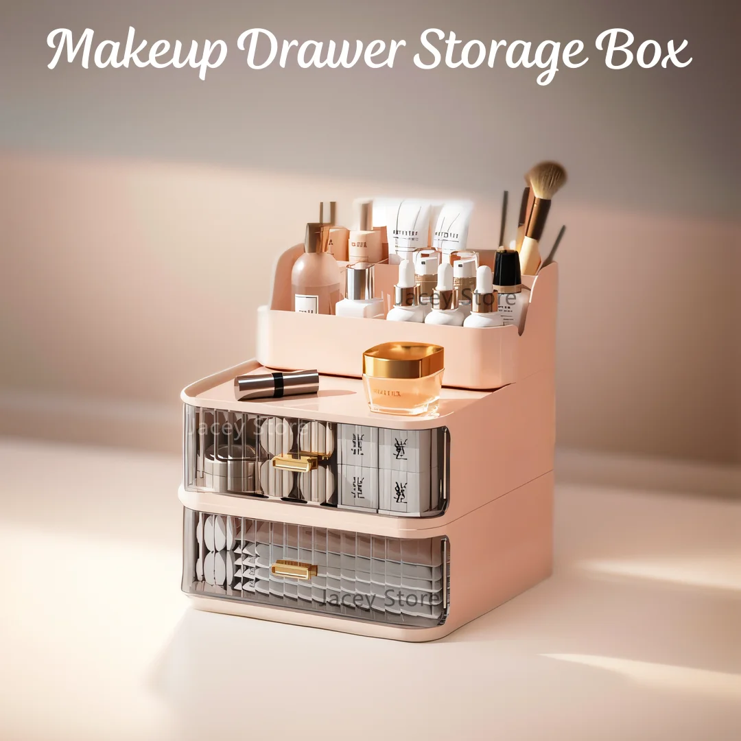 

Transparent Desktop Storage Box Makeup Organizer With Drawer Cosmetic Jewelry Organizer Makeup Storage Box Brush Lipstick Holder