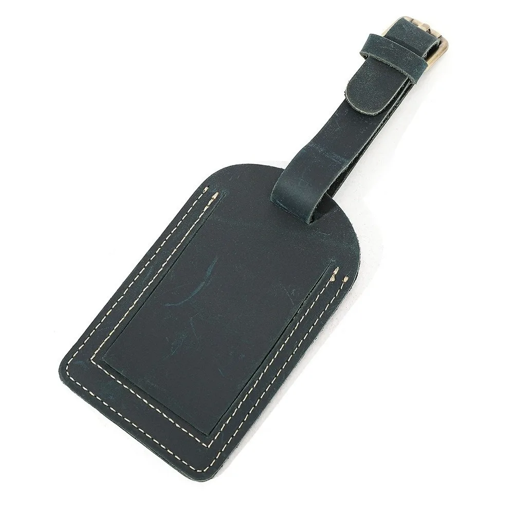 Fashion Genuine Leather Luggage Tag Privacy Cover Travel Boarding Tags Adjustable Portable Baggage Label for Men Women