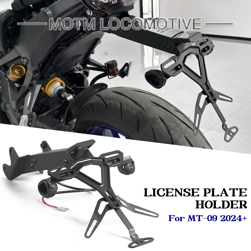 Motorcycle Accessories LED license plate holder Rear Fender License Plate Holder For YAMAHA MT09 MT09SP MT-09 Y-AMT 2024-2026