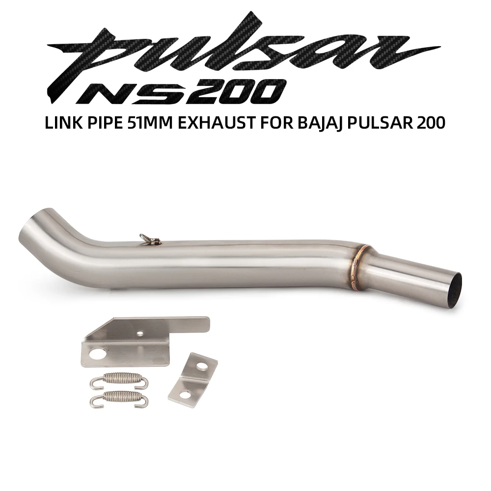 Para NS200 BajajPulsarNS200 NS 200 Escape de motocicleta Slip en tubo de enlace medio de acero inoxidable conectar tubo silenciador de 51mm