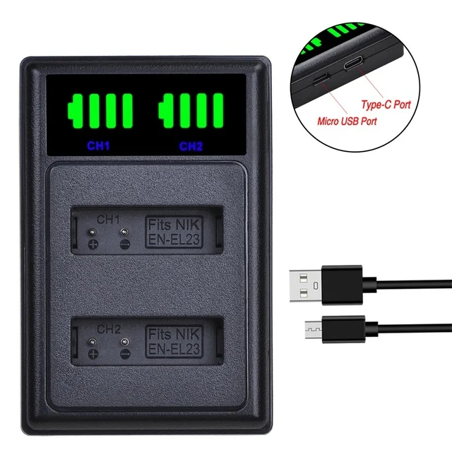1850mAh EN-EL23 ENEL23 EN EL23 Rechargeable Battery+LED USB Chager for Nikon COOLPIX B700 P900s P900 P610s P610 P600 S810c