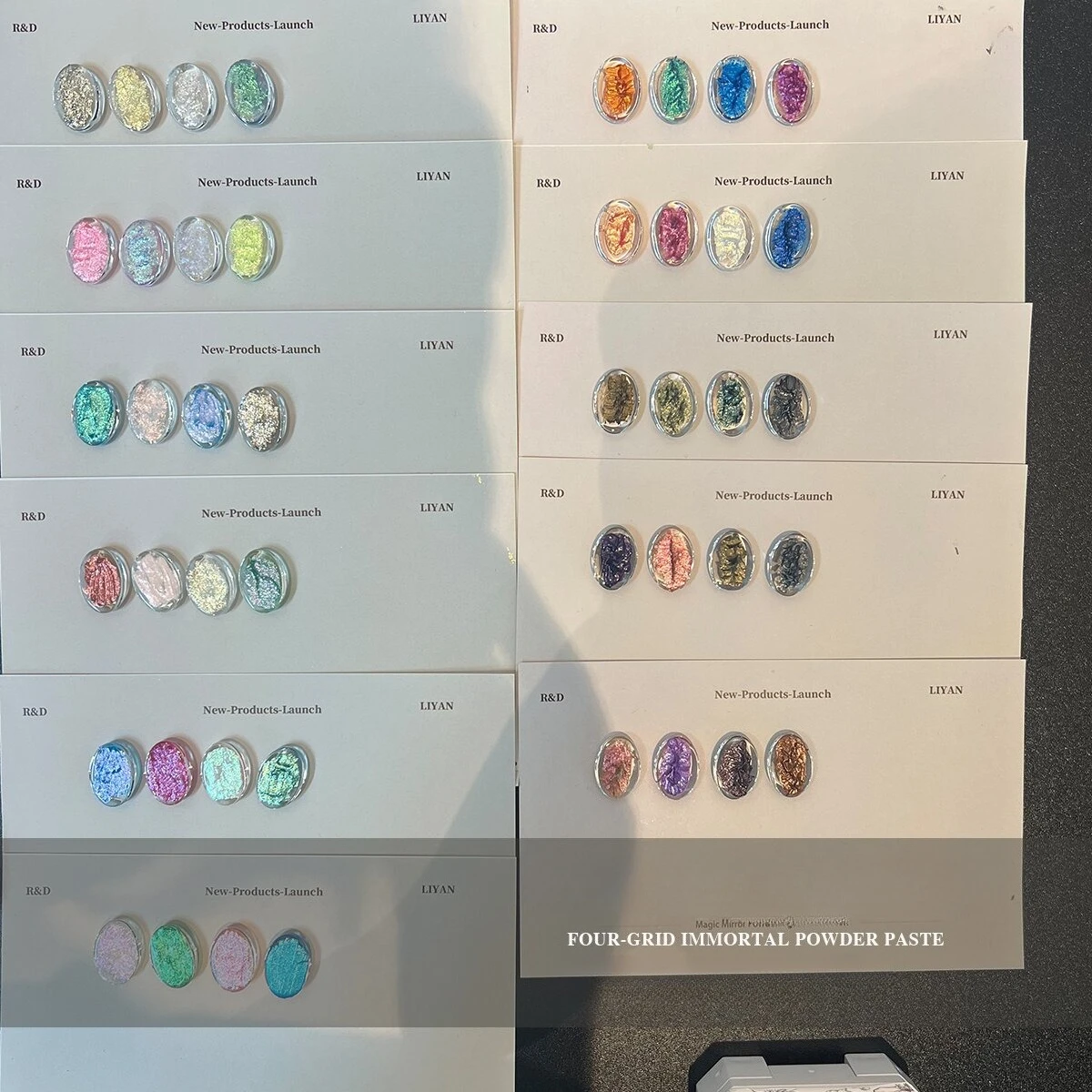 กาวติดเล็บ 4 ช่อง กลิตเตอร์ผงออโรร่า ผงเปลือกหอย ผงครีมแฟรี่ ยอดนิยม เจลเนื้อเนียนแบบผ้าไหม