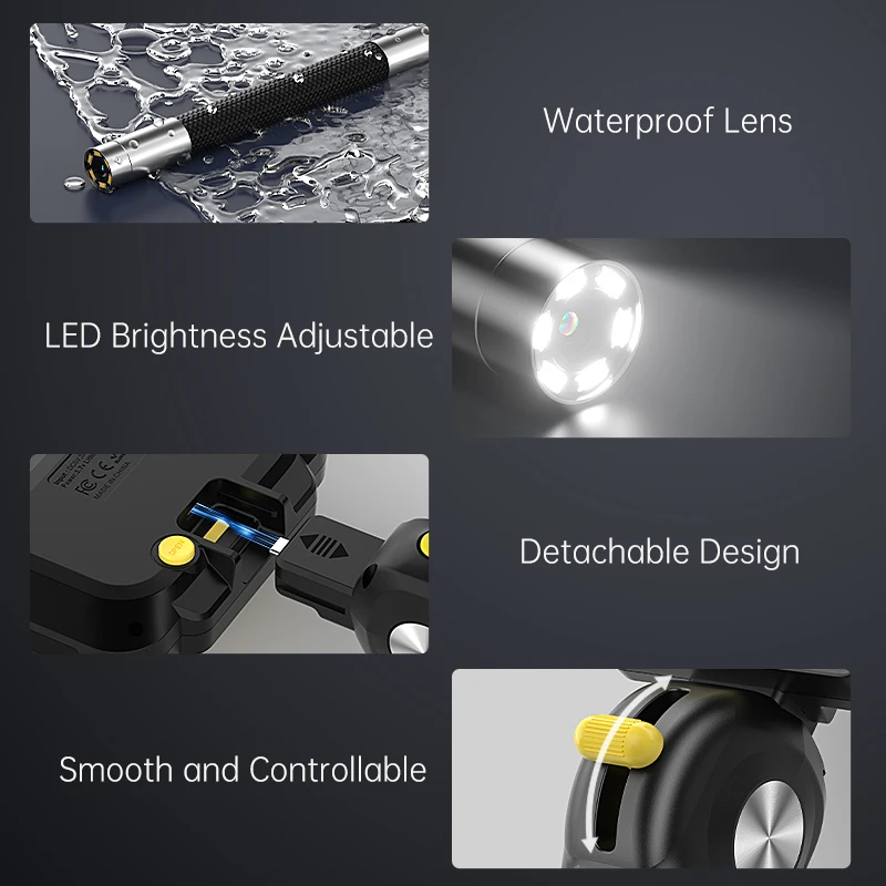 Endoskopi Artikulasi 2 Arah 360 °   180 °   Kamera Rotasi Kemudi Joystick 4.3 ''Layar IPS HD1080P LED Borescope Inspeksi Mobil