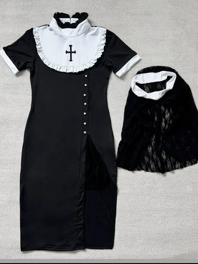 

Юбка с крестом Nun Dr на Хэллоуин, готическая Sle, женская юбка для косплея, Dr, китайское производство, лето 2023 г.