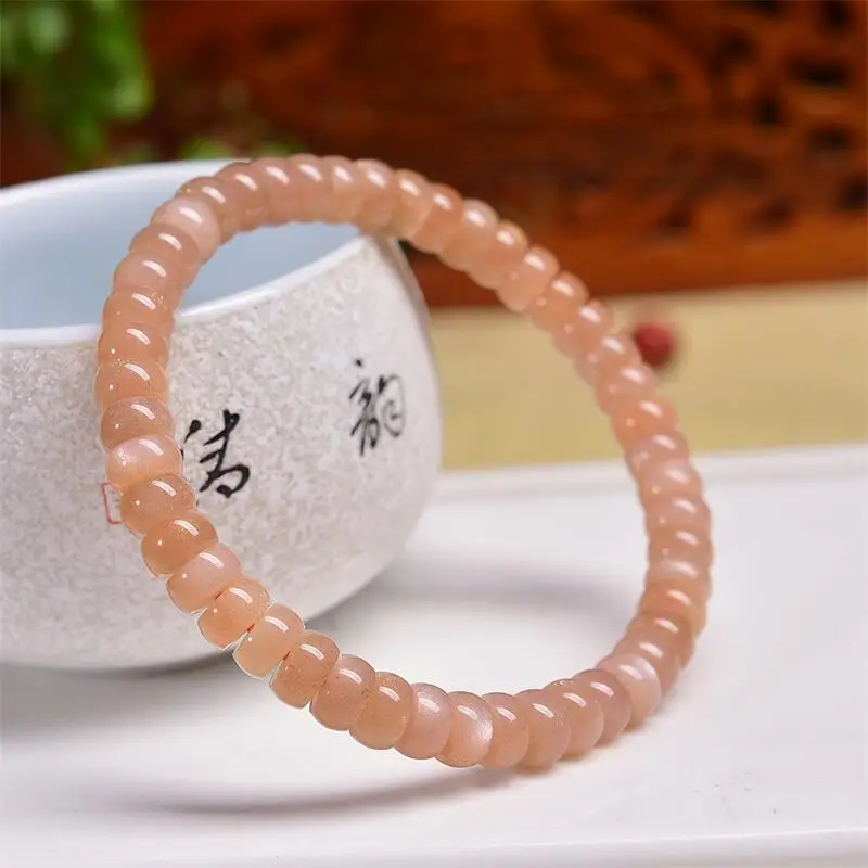 

6MM Natural Sunstone Faceted Bead Bracelet Crystal Yoga Reiki Healing Fengshui Stretch Female Holiday Gift 1PCS