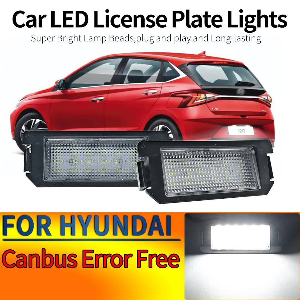 2 Stück Canbus Fehlerfreie Auto-LED-Kennzeichenbeleuchtung für Hyundai I10 I20 Ioniq Veloster Genesis Coupe XG30 Terracan HP