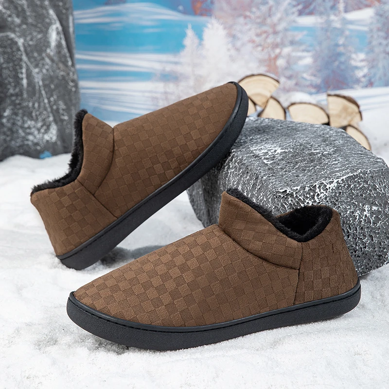 

Men Women Winter Keep Warm Cotton Walking Casual Shoes Indoor Outdoor Breathable Flat Snow Half Boots for Elderly People