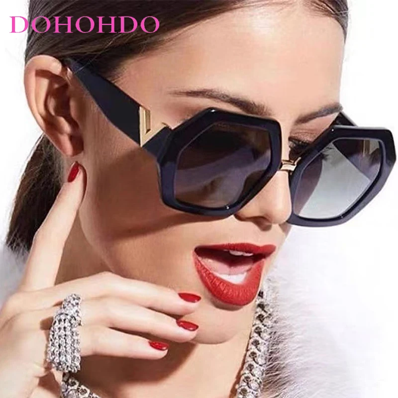 2024 Fashion Big Frame Hexagon Sunglasses Women Designer Oversized Eyewear Men Square Sun Glasses Sunnies Female Gafas De Sol