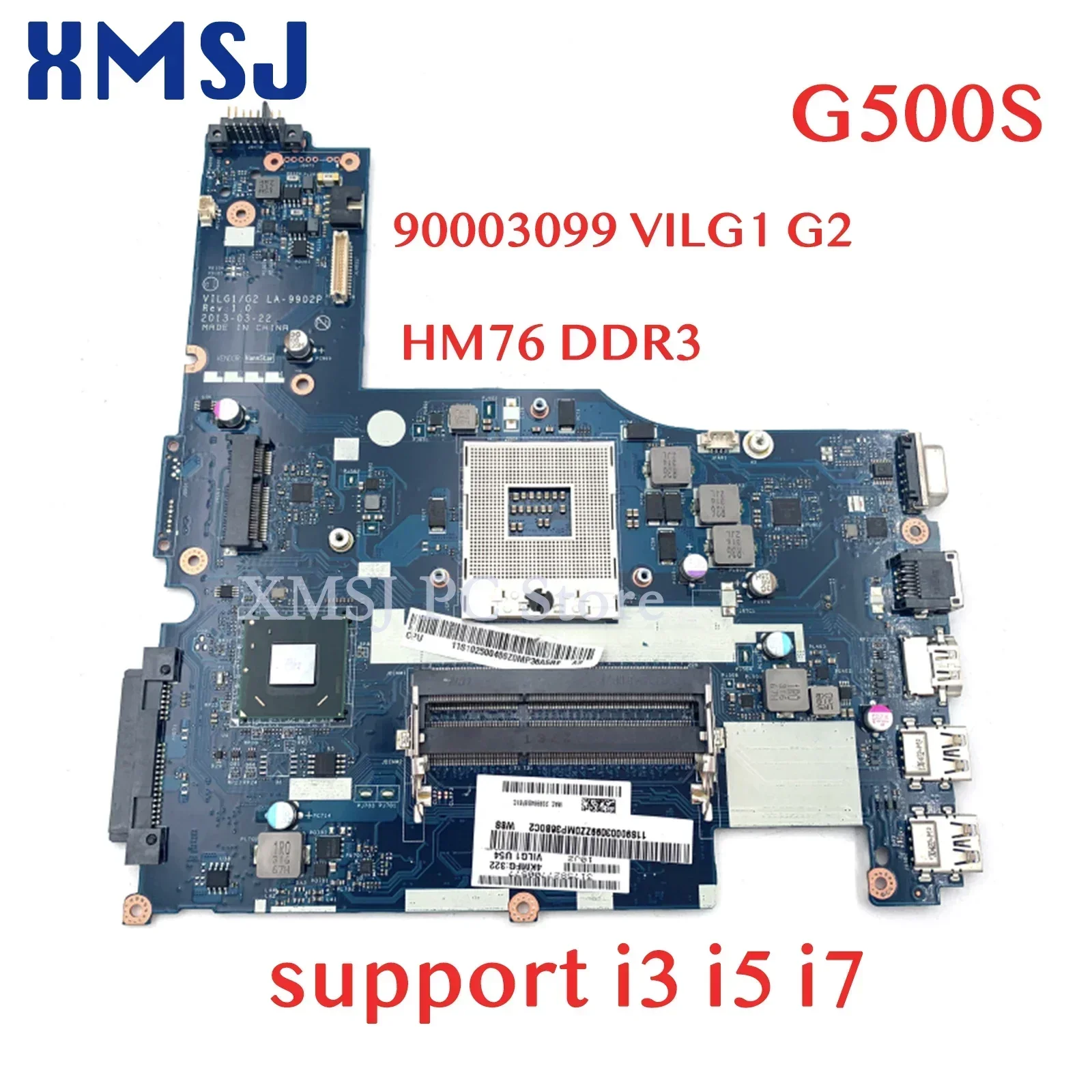 

XMSJ For Lenovo Ideapad G500S Laptop Motherboard 90003099 VILG1 G2 LA-9902P 15.6 Inch HM76 DDR3 Support I3 I5 I7 Main Board