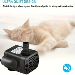 Silent USB Powered Fountain Water Pump - Submersible, 3W Dc, 200L/H Flow, Durable Abs Shell