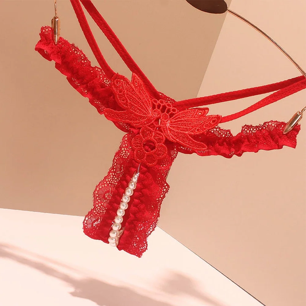 

For Home For Hotel Lace Bow Panties Hollow Bow String Hotel Use Home Use Low-waist Medium Elasticity Nylon Fabric