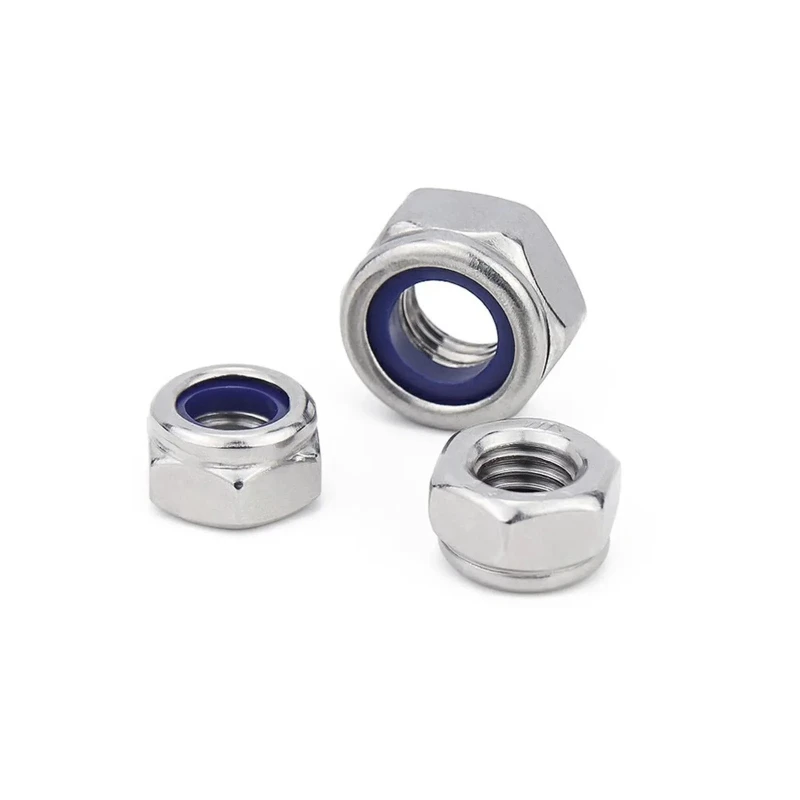 UNC 4 # -40 6 # -32 8 # -32 10 # -24 1/4-20 5/16-18 3/8-16 1/2-13 304/316 Edelstahl Sechskant-Sicherungsmutter mit Nylon-Einsatz Selbstsichernde Mutter – Detail 3