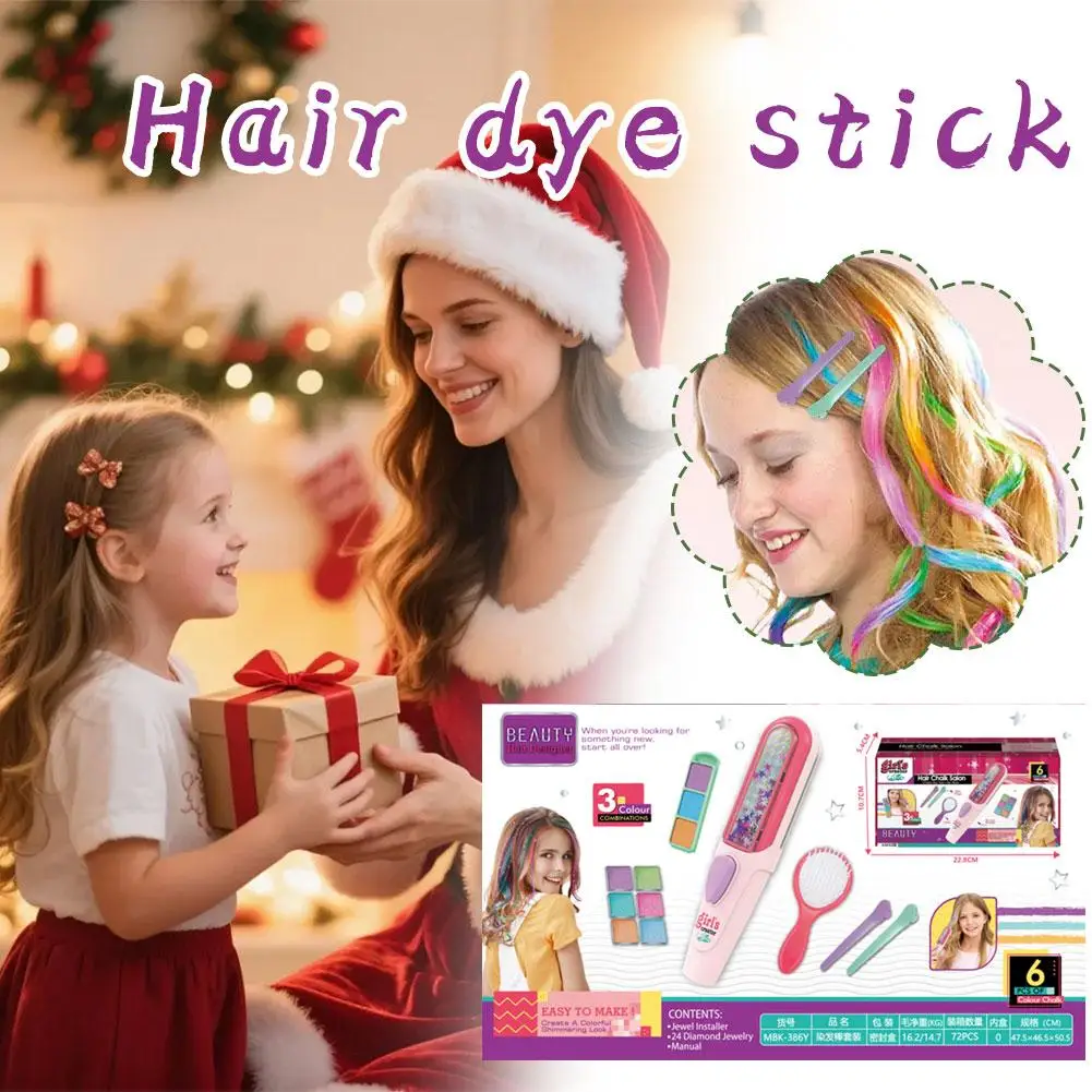 

Children's Hairdressing Hair Dyeing Stick Hair Styling Tool DIY Hair Accessories Makeup Toy Gifts Children's Christmas Dress Up