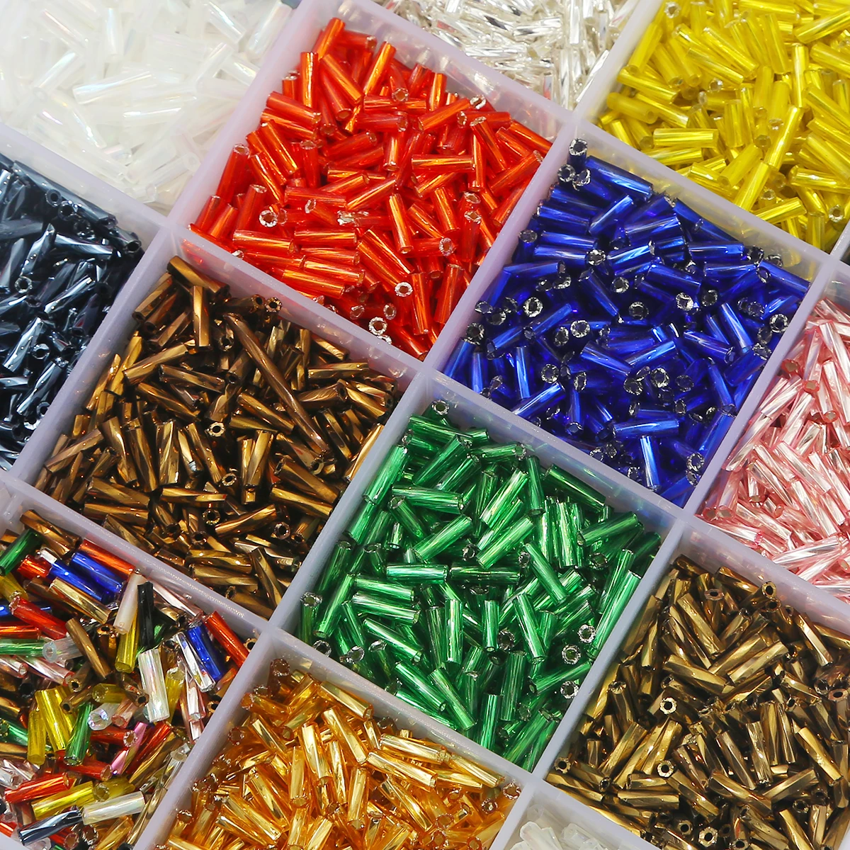 300Pcs/Lot 2x6mm Crystal Long Tube Beads Lined Bugle Czech Glass Seed Spacer Beads for DIY Necklace Jewelry Making Accessories