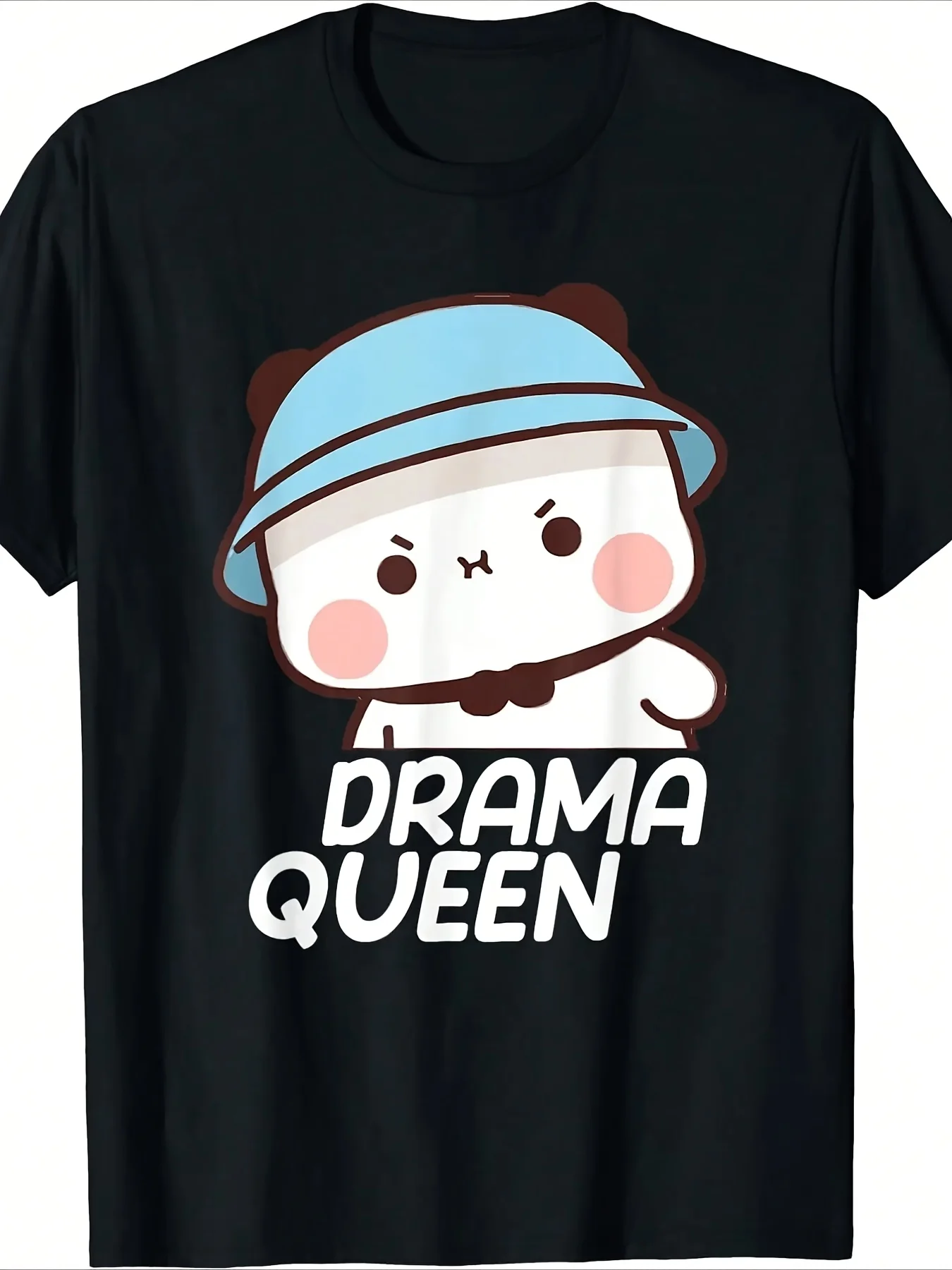 OUSIKA T-shirt graphique drôle pour hommes, Drama Queen Bubu & Dudu |   Design de personnage d'anime mignon, coupe ample décontractée et idéale pour les soirées théâtrales