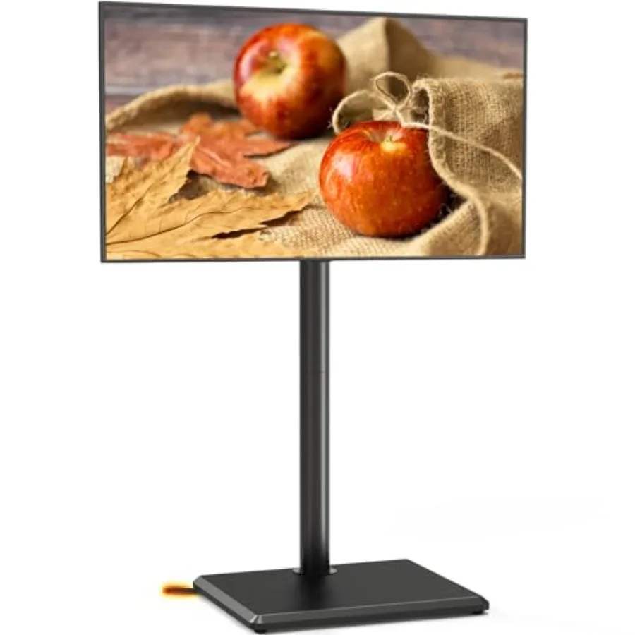 

Universal floor TV stand for bedroom corner living room: wood base black height adjustable for 32-60 inch TVs up to 88 lbs spac