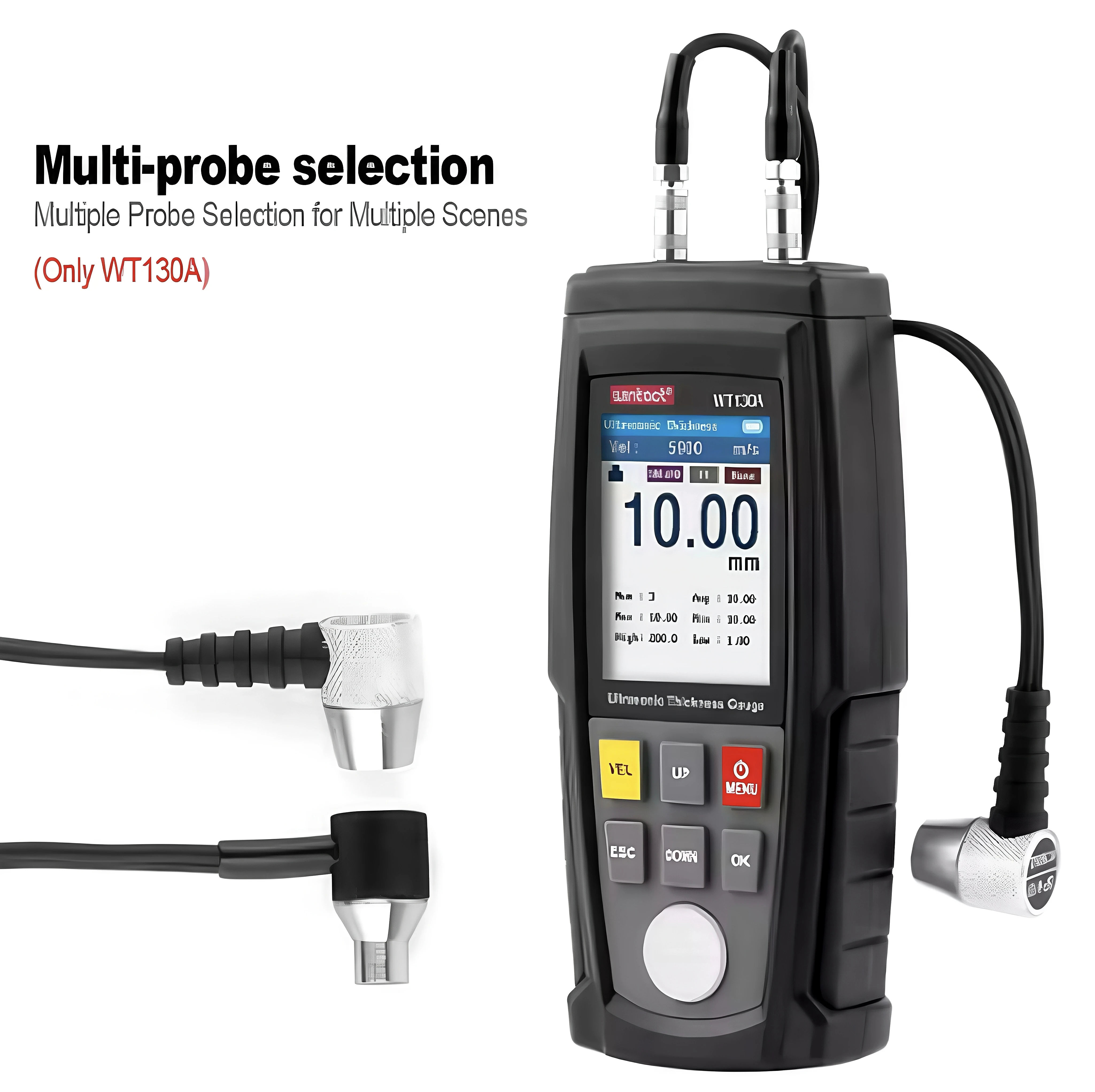 WT130A Handheld Ultrasonic Thickness Gauge for Accurate Measurement of Metals, Plastics, Ceramics, and Glass Thickness Testing