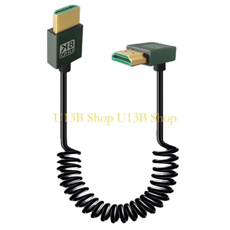 

U13B HDMIcompatible Coiled Cable, HDMIcompatible 2.1 Supports 8K@60Hz for Multimedia Equipment