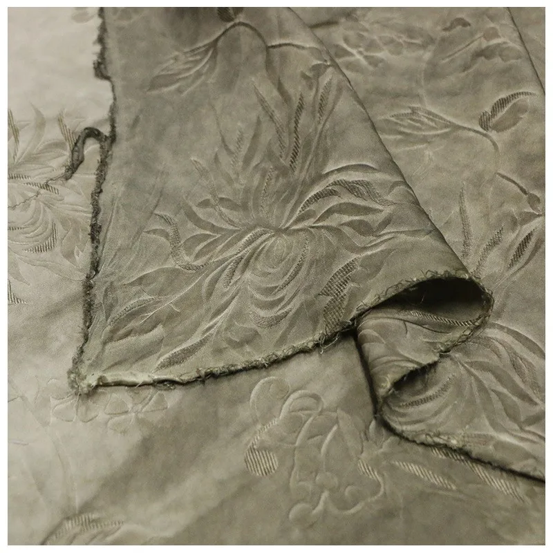 Embossed crepe dirty dyed silk fabric light luxury jacquard stir-fried color designer