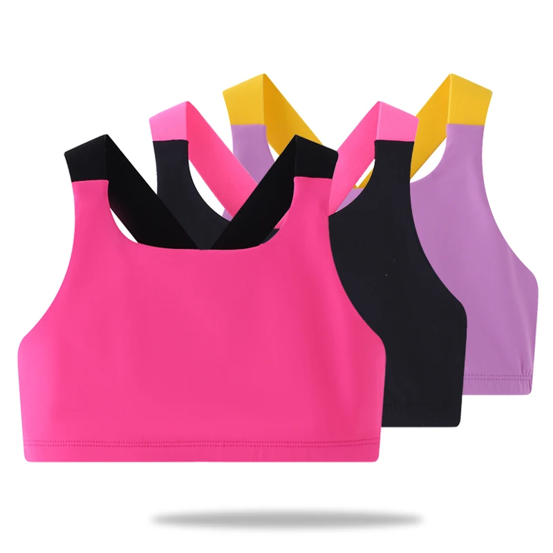 Pakaian Dansa Anak Perempuan Tank Top Yoga Cross-Back Rompi Kebugaran Anak Pakaian Olahraga Melar Sejuk untuk Balet, Senam & Latihan