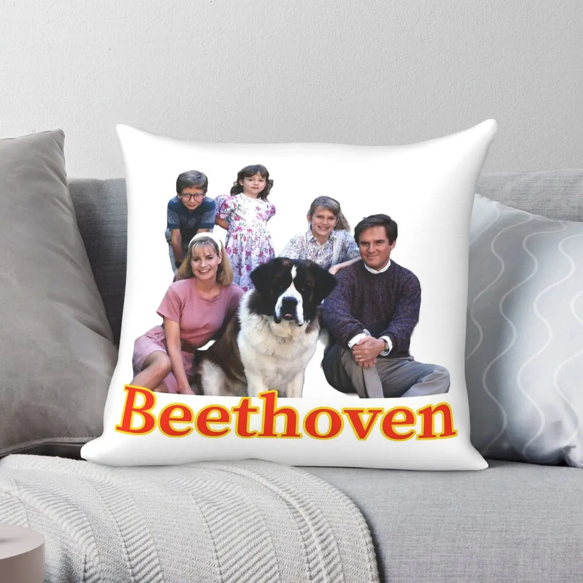 Beethoven Movie Saint Bernard Square Pillowcase Polyester Linen Velvet Printed Zip Decor Home Cushion Case 18