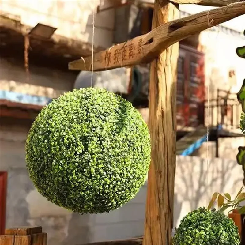 ขาย TOP Greenery Balls Faux Boxwood สีเขียวลูกบอลกลมไม่มีตัดประดิษฐ์ Topiary Balls ตกแต่งตารางสําหรับ Home Outdoor