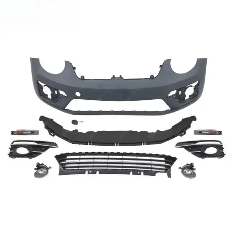 Acessórios do carro para vw beetle 2012-2018 atualização para r-line estilo kit de corpo de alto desempenho com grade do para-choque dianteiro luzes de nevoeiro