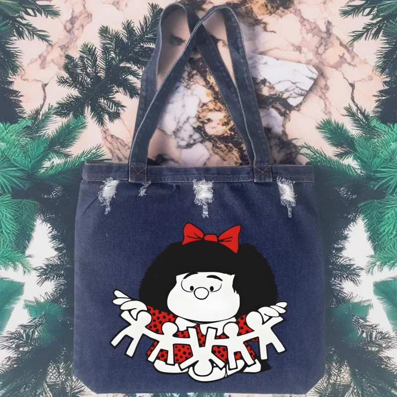 Mafalda, bolso de hombro para mujer, bolso vaquero de diseñador de lujo, bolso para axila, bolso sencillo de Color sólido para ir al trabajo, bolso de compras