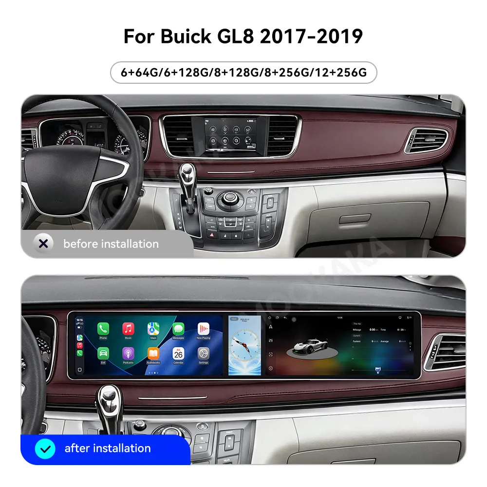 Double 12.3 Inch Screen Car Radio For Buick GL8 2017-2019 Android GPS Navigation Multimedia Video Stereo Receiver Head Unit