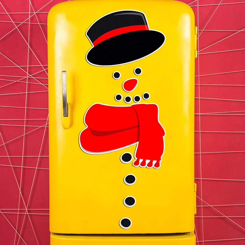 

Festive Christmas Refrigerator Sticker Magnetic Snowman PVC Wall Decal for Home Coffee Shop Restaurant Supermarket Decor