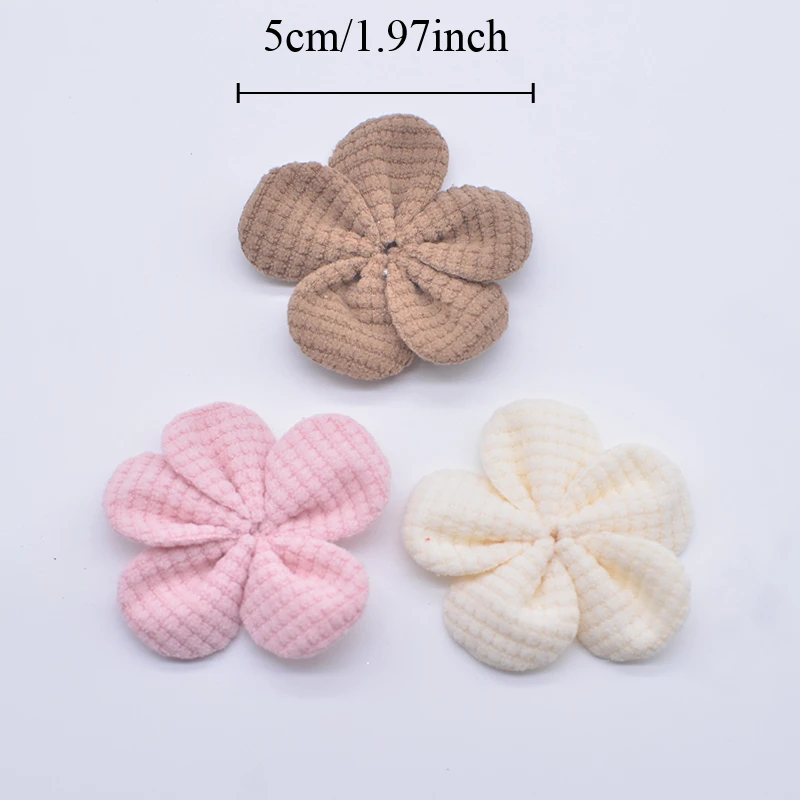 10Pcs 50mm Padded Handmade Flowers Applique for DIY Headwear Hair Clips Bow Decor Accessories Clothes Hat Shoes Sewing Patches