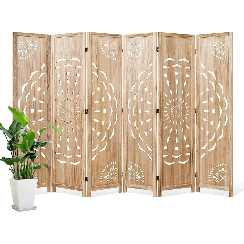 

Деревянная перегородка для комнаты — 6-панельная перегородка в стиле бохо для дома/офиса, изголовья и йоги/фото/фон для видеозвонков (Nat)