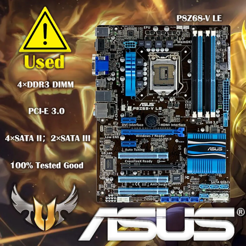 for Asus P8Z68-V LE Motherboard For Intel Z68 Socket LGA 1155 For i3 i5 i7 DDR3 32G SATA3 USB3.0