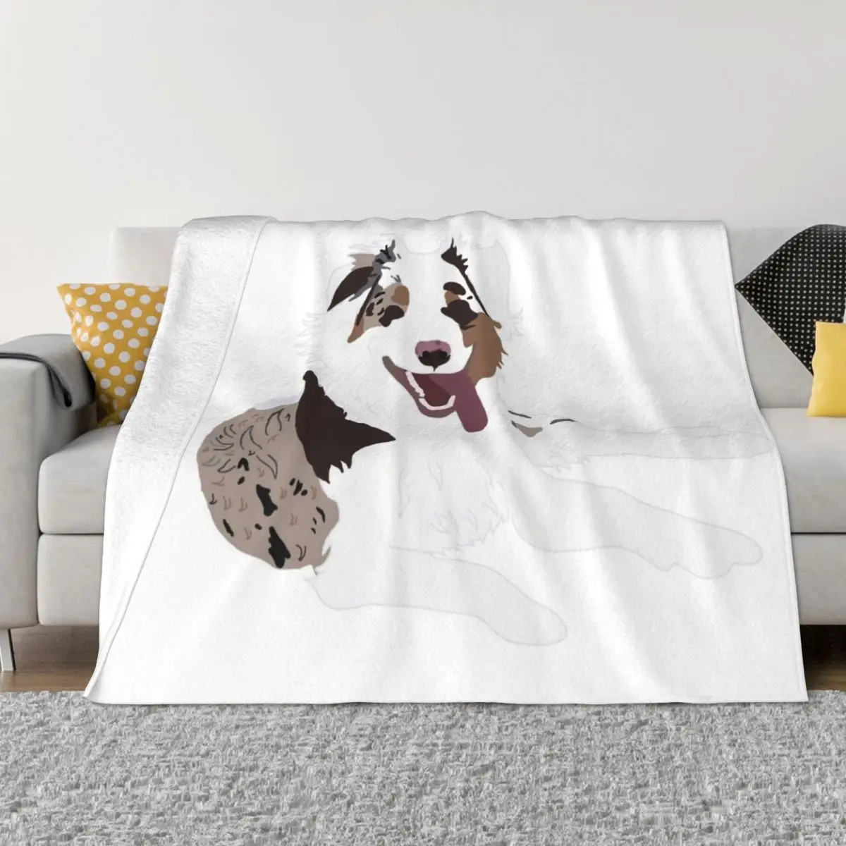 

Red Merle Austrailian Shepherd Throw Blanket Flannels Fluffys Large Stuffeds Bed Soft Beds Blankets