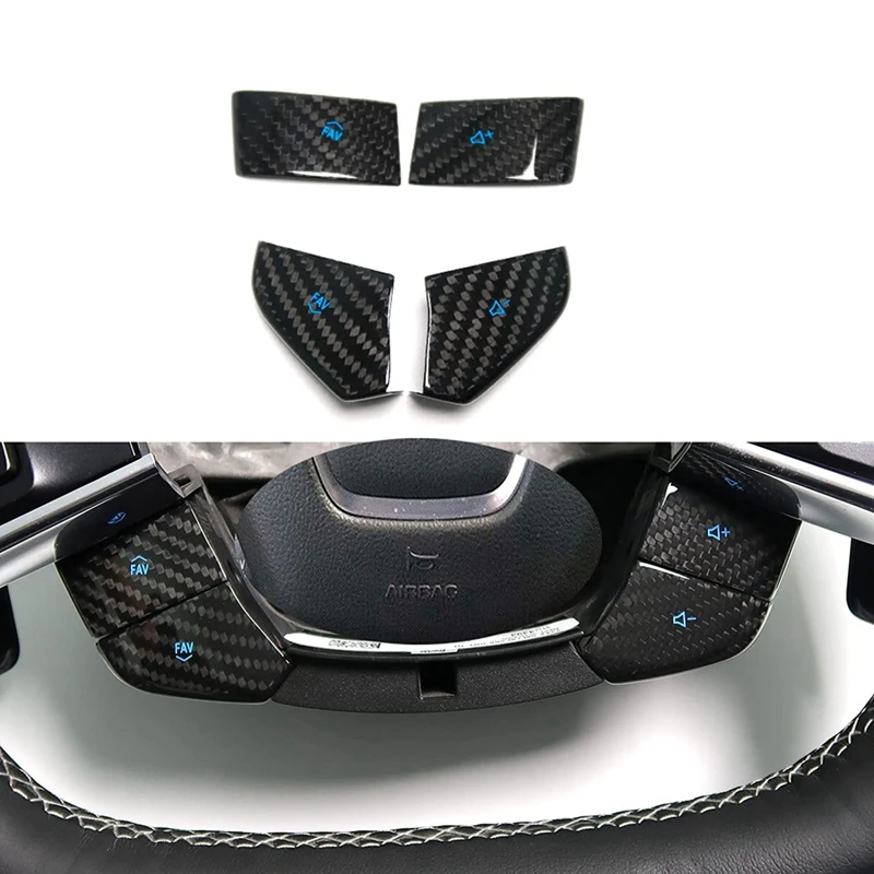 Carbon Fiber Car Steering Wheel Button Decals For Chevrolet Corvette C8 2021-2023